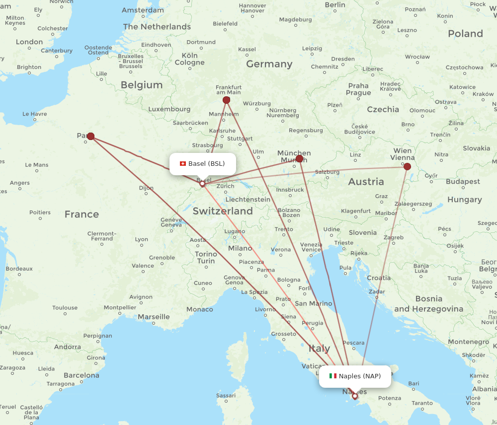 BSL to NAP flights and routes map