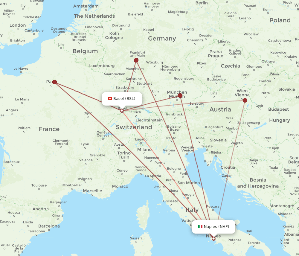 BSL-NAP flight routes