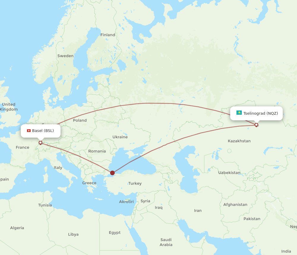 BSL-NQZ flight routes