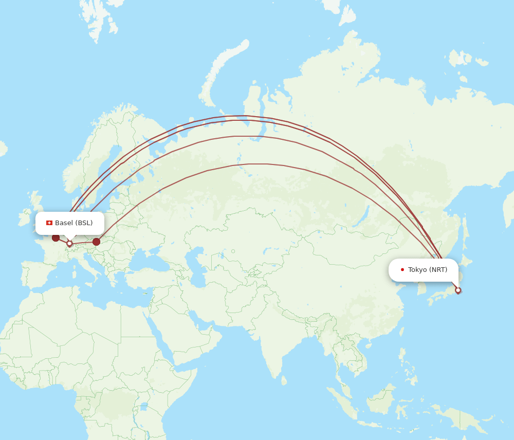 BSL-NRT flight routes