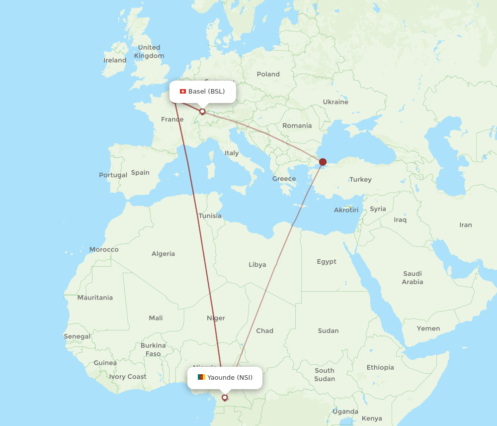 BSL-NSI flight routes