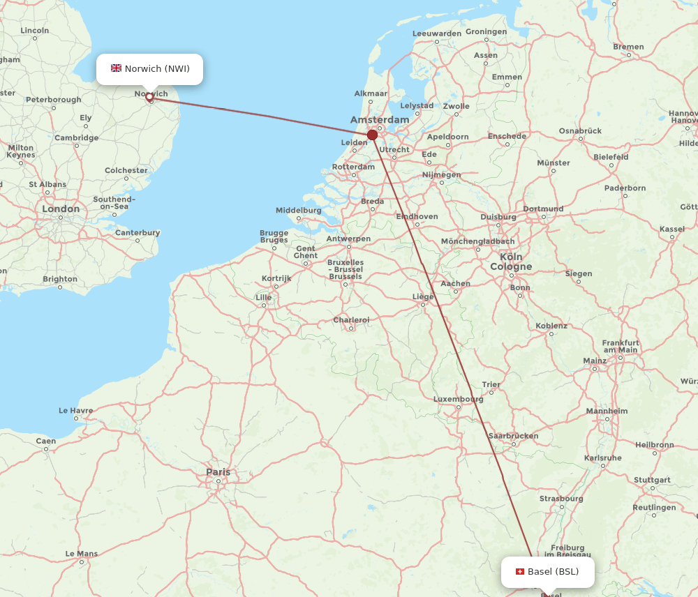 BSL-NWI flight routes