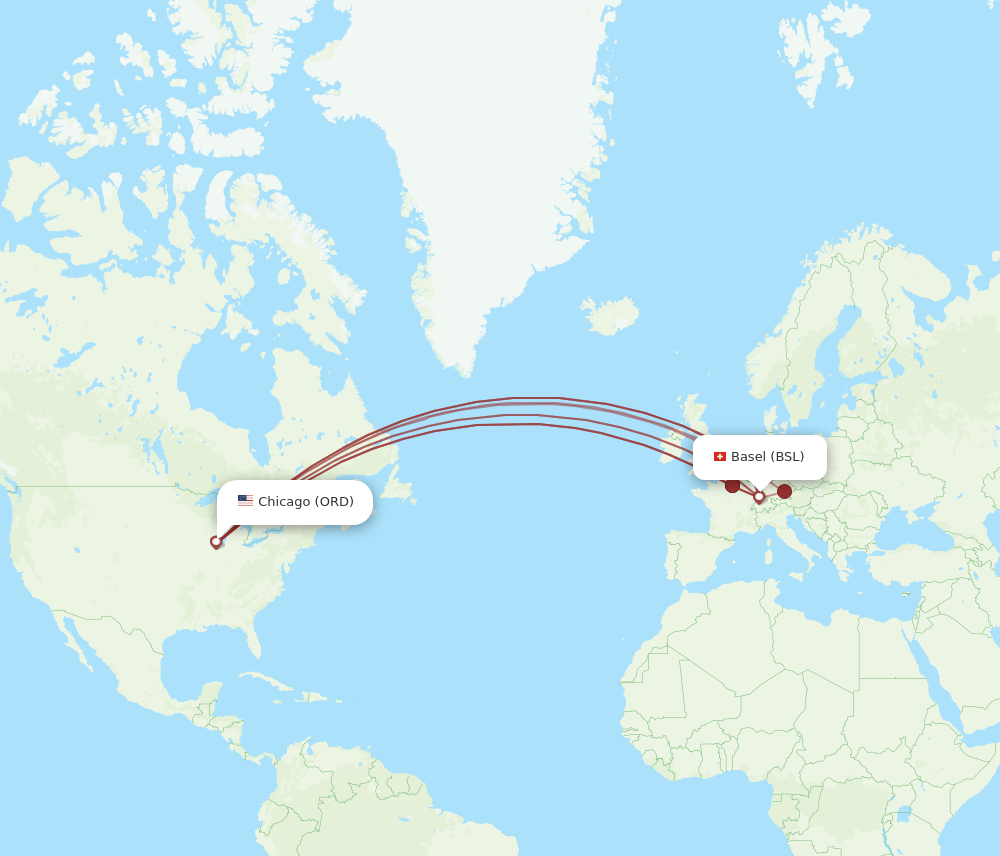 BSL-ORD flight routes