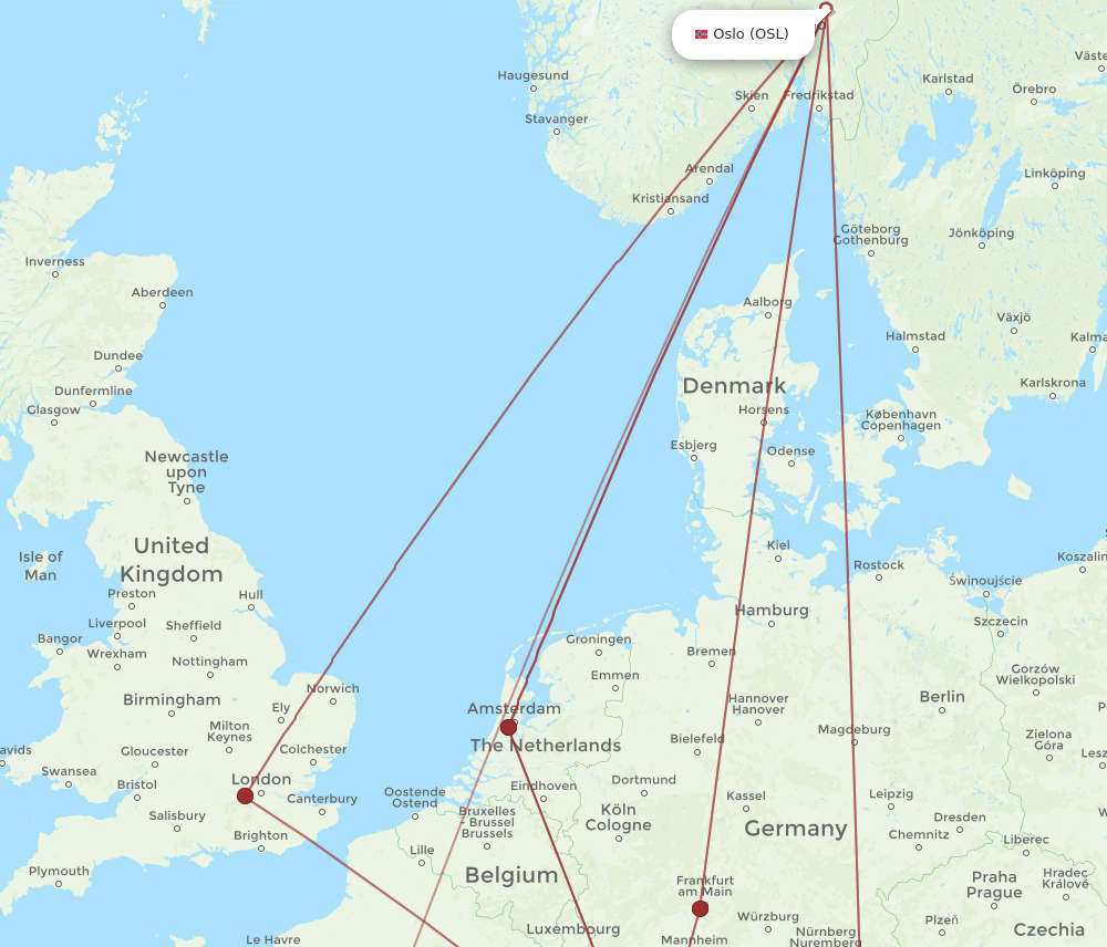 BSL to OSL flights and routes map