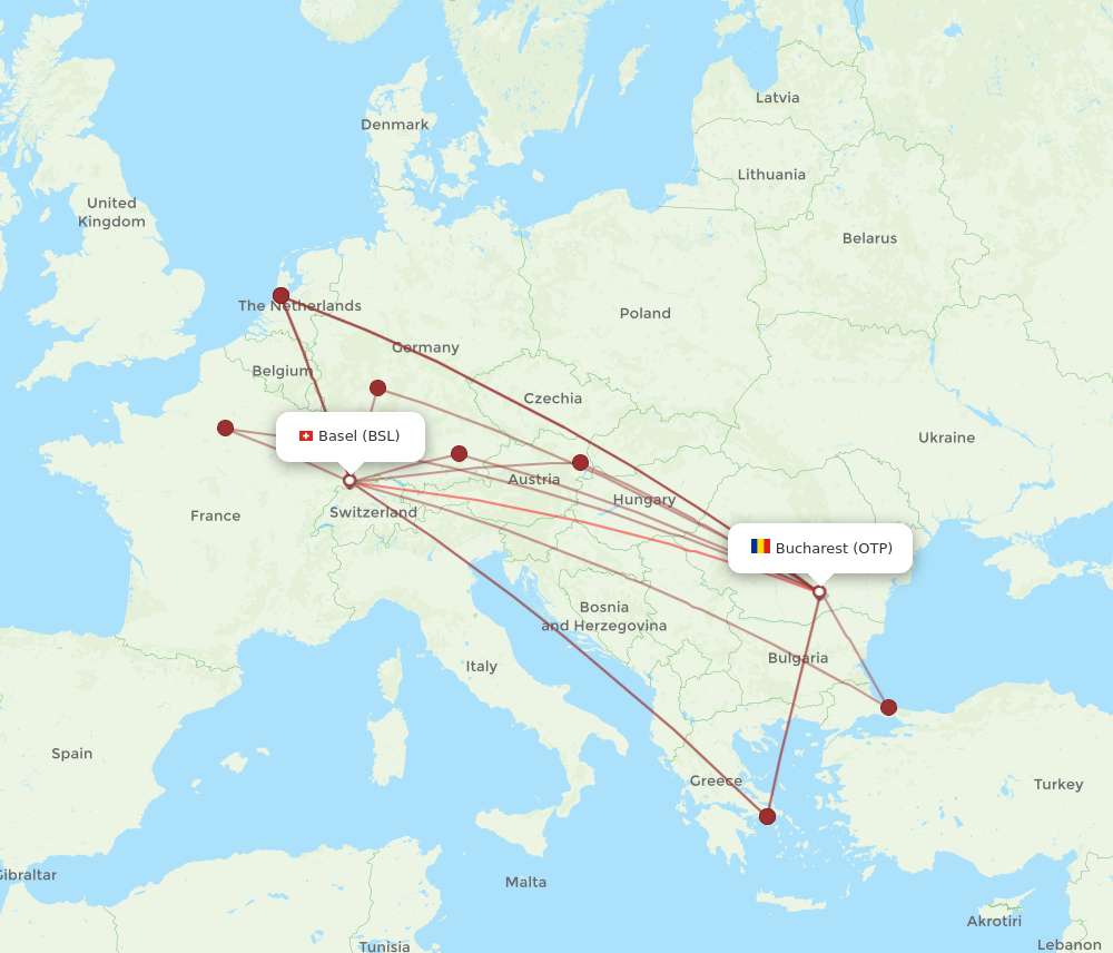 BSL to OTP flights and routes map
