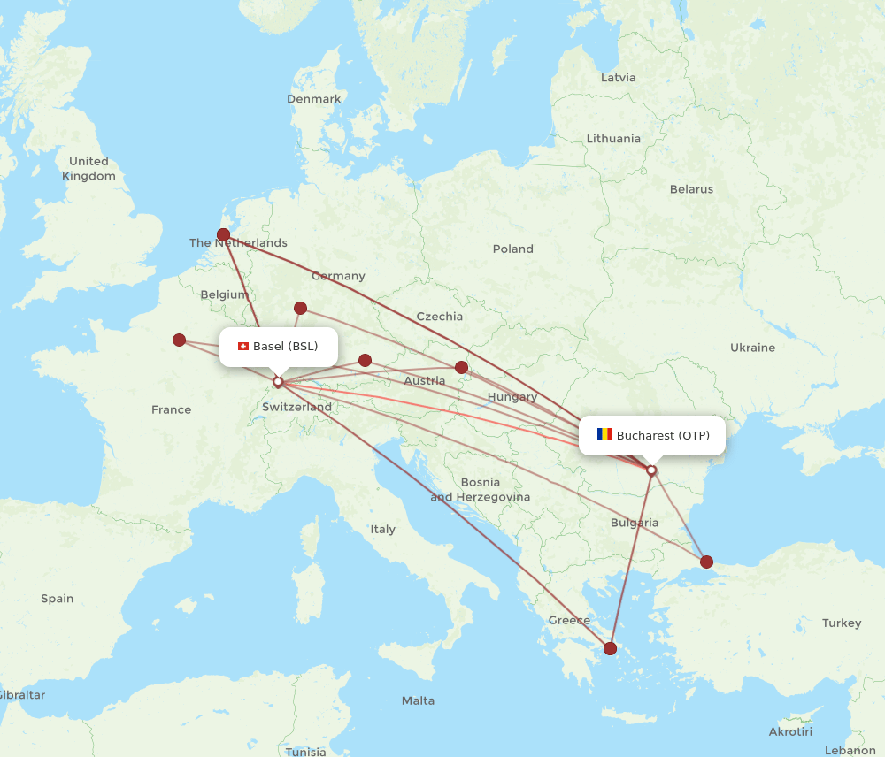 BSL-OTP flight routes
