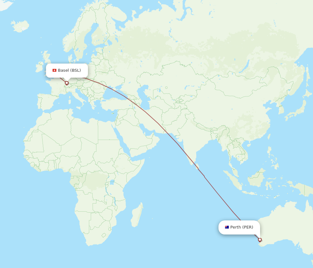 BSL-PER flight routes