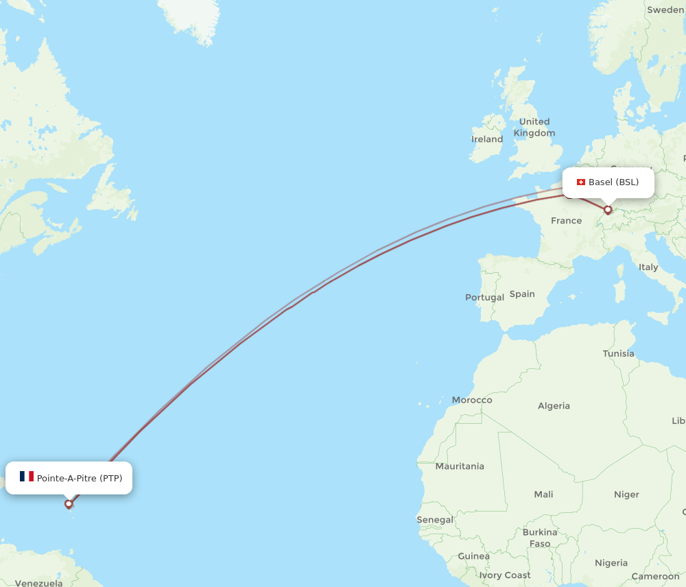 BSL-PTP flight routes