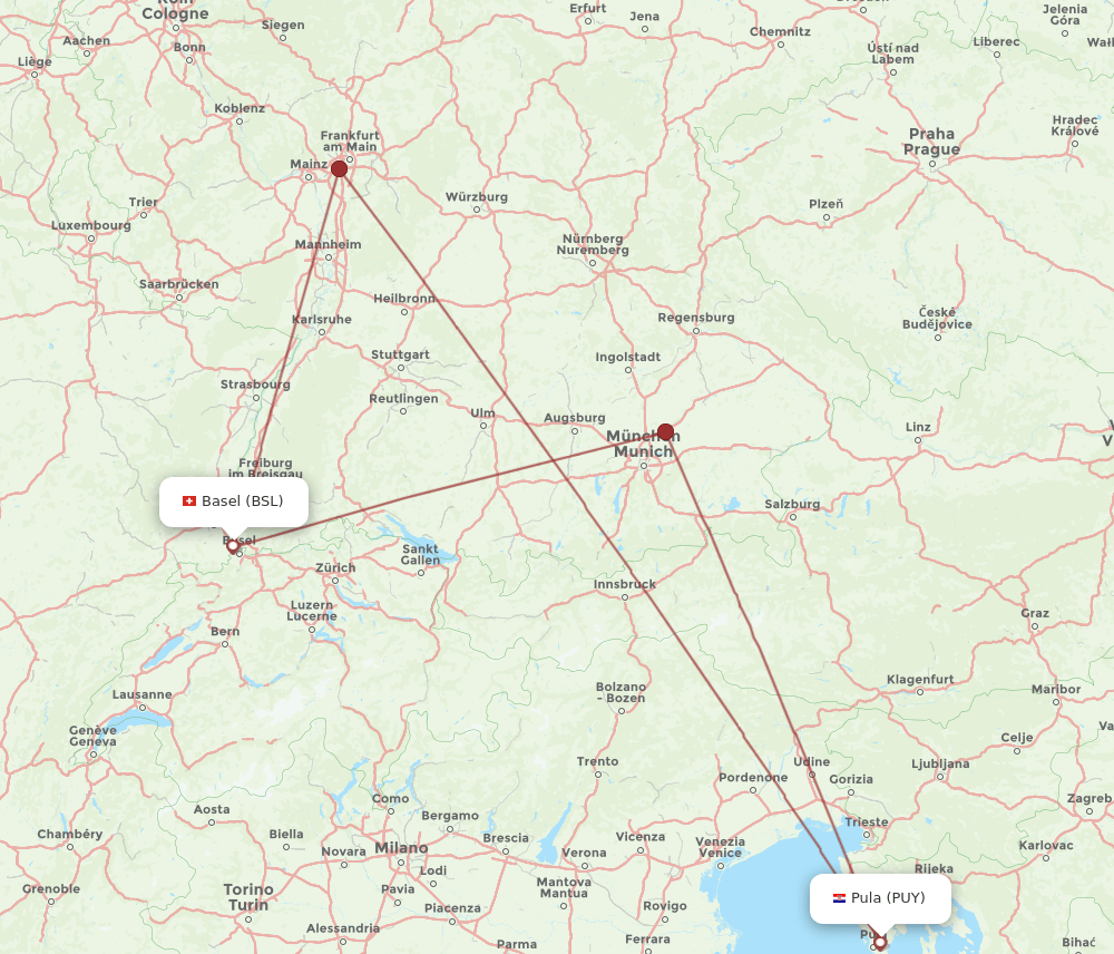 BSL-PUY flight routes