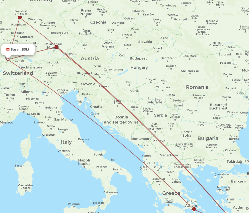BSL to RHO flights and routes map
