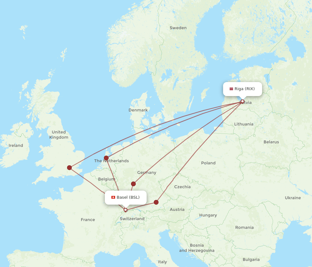 BSL-RIX flight routes