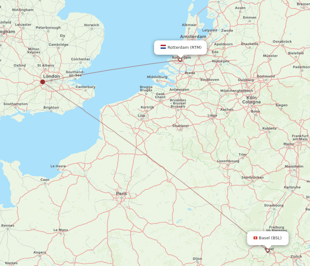 BSL-RTM flight routes
