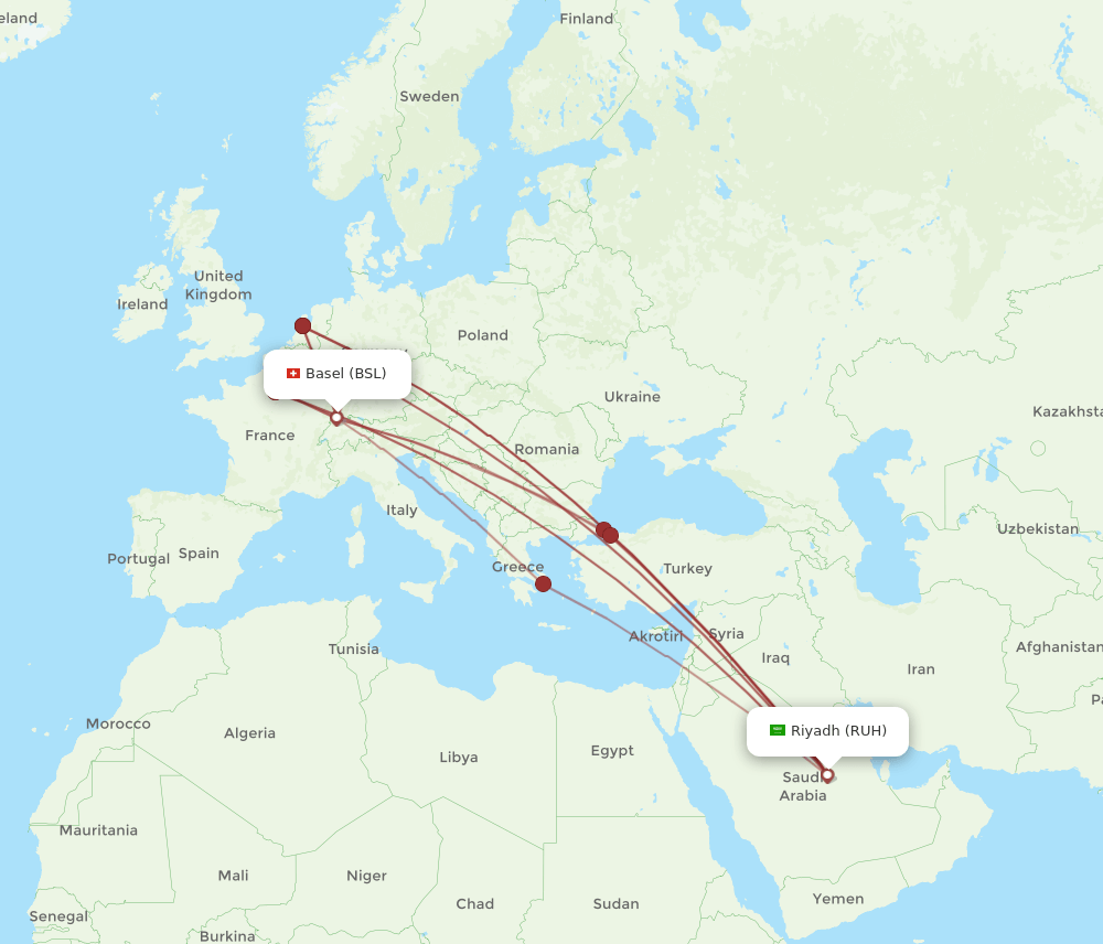 BSL-RUH flight routes