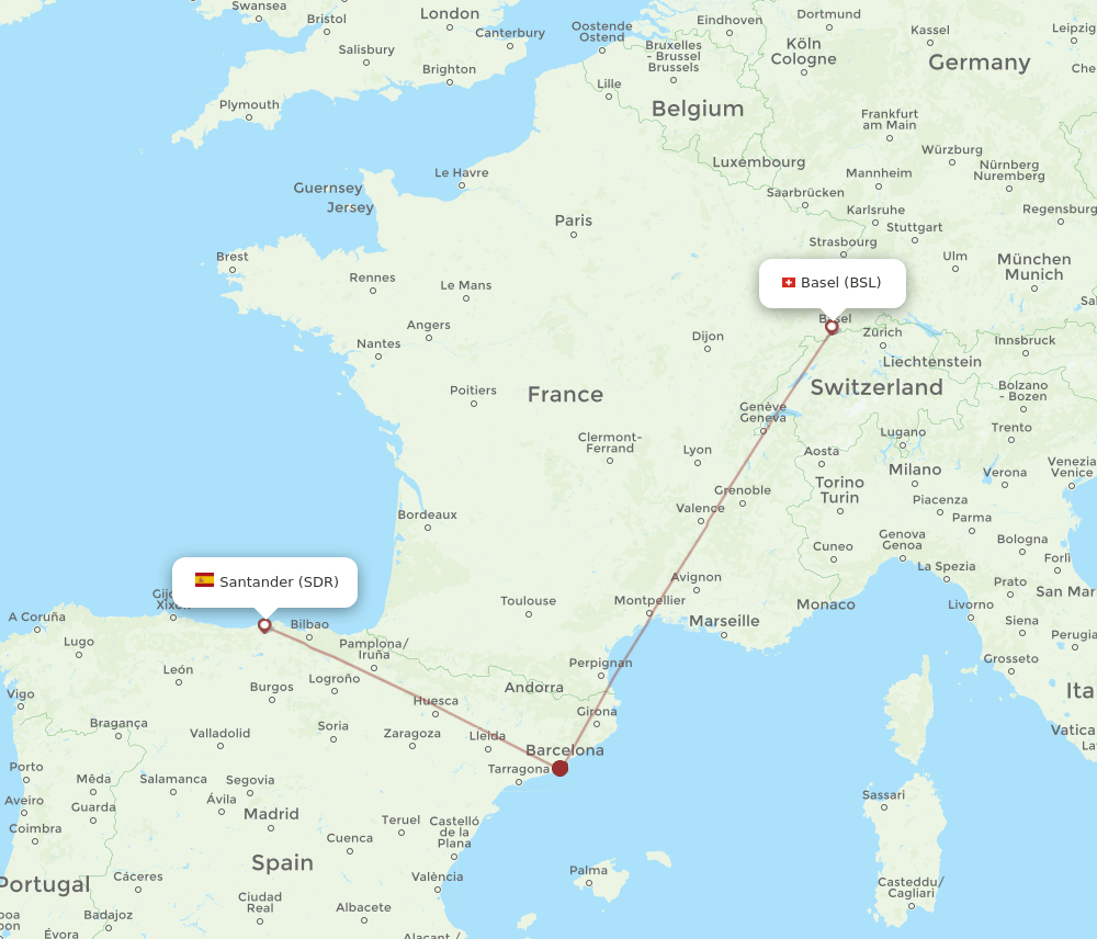 BSL-SDR flight routes