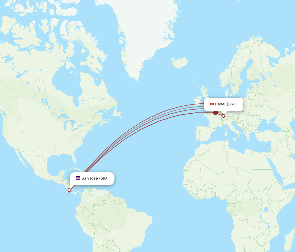 BSL-SJO flight routes