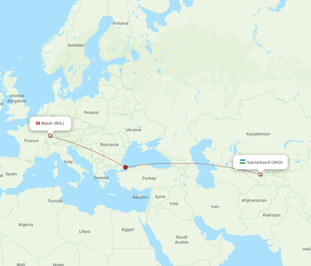 BSL-SKD flight routes