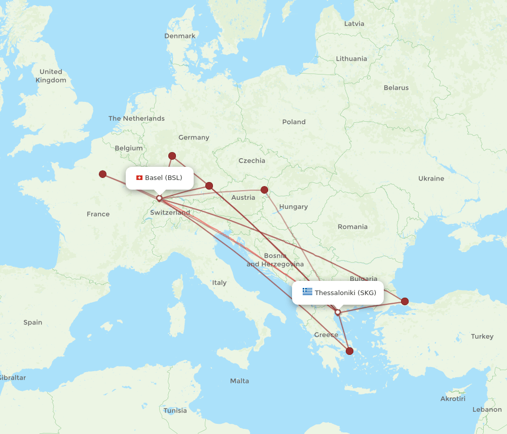 BSL-SKG flight routes