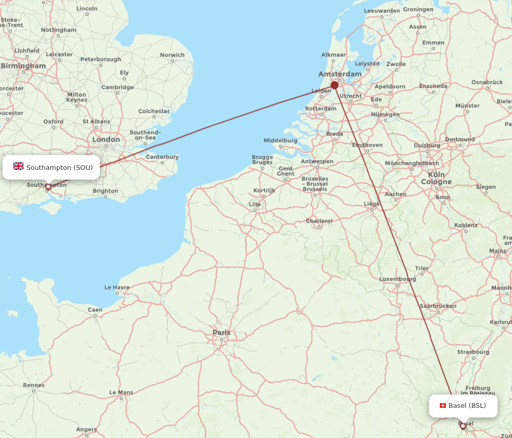 BSL-SOU flight routes