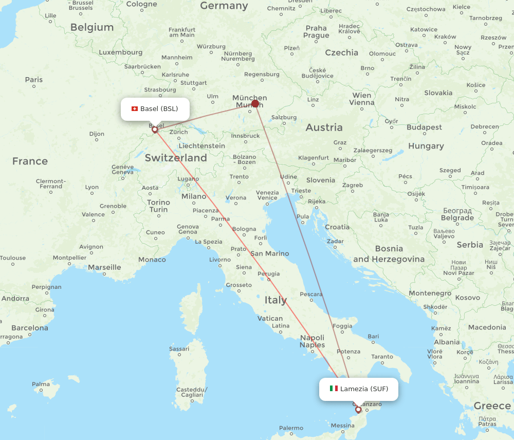 BSL-SUF flight routes