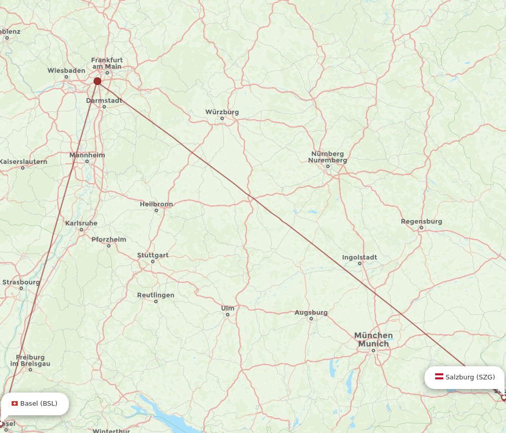 BSL to SZG flights and routes map