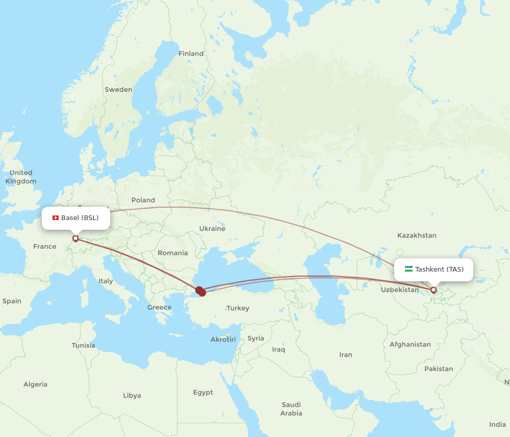 BSL-TAS flight routes