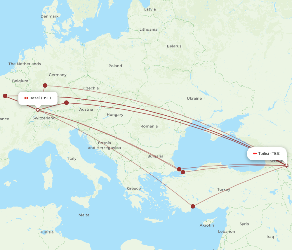 BSL-TBS flight routes