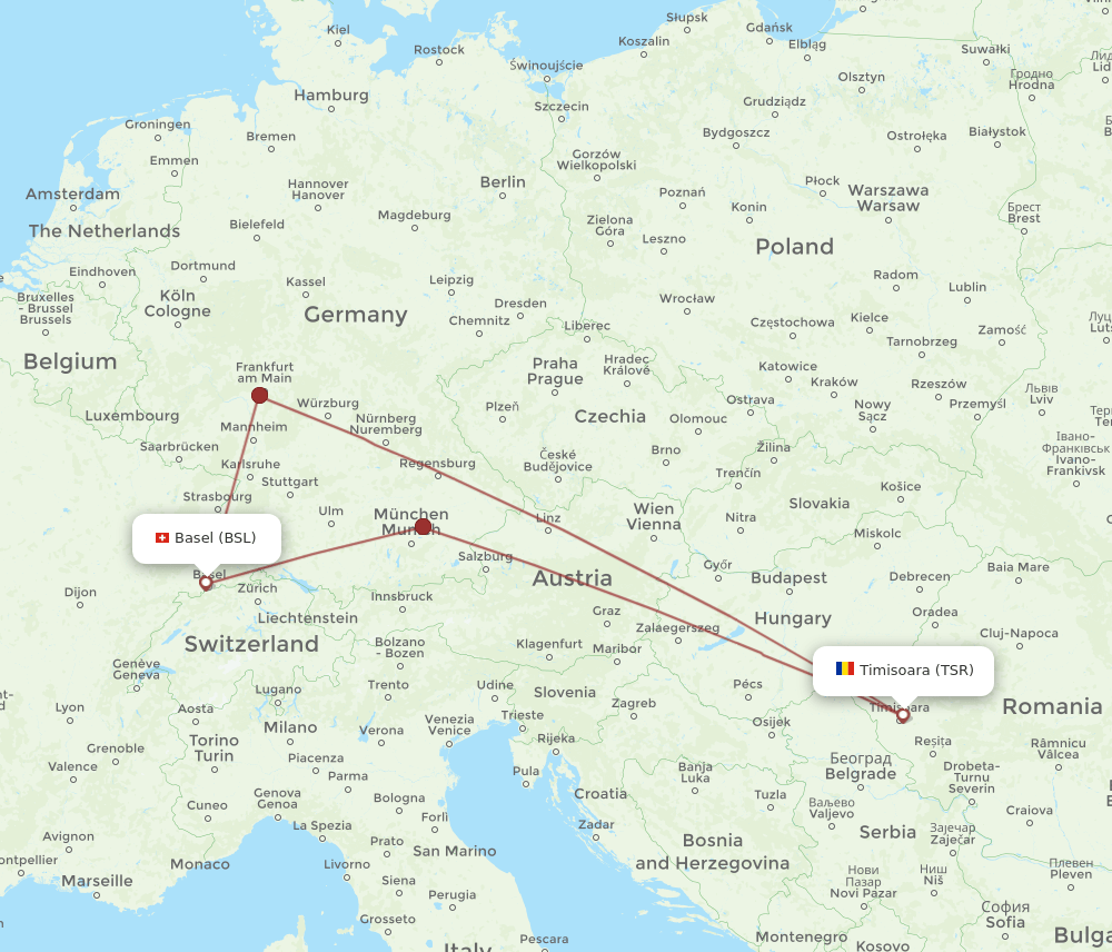 BSL-TSR flight routes