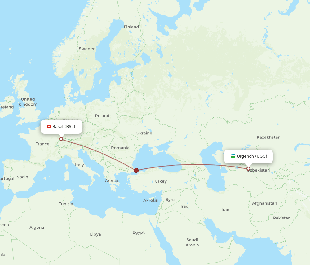 BSL-UGC flight routes