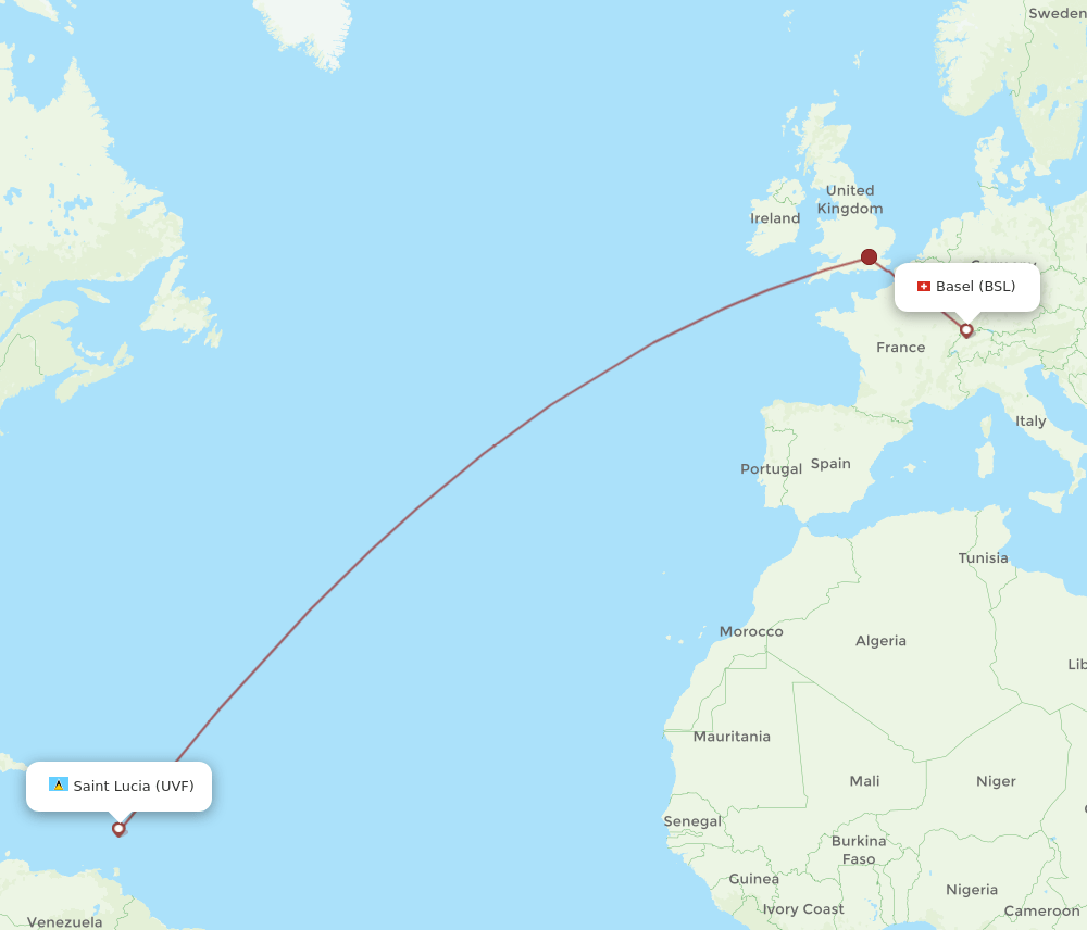 BSL-UVF flight routes