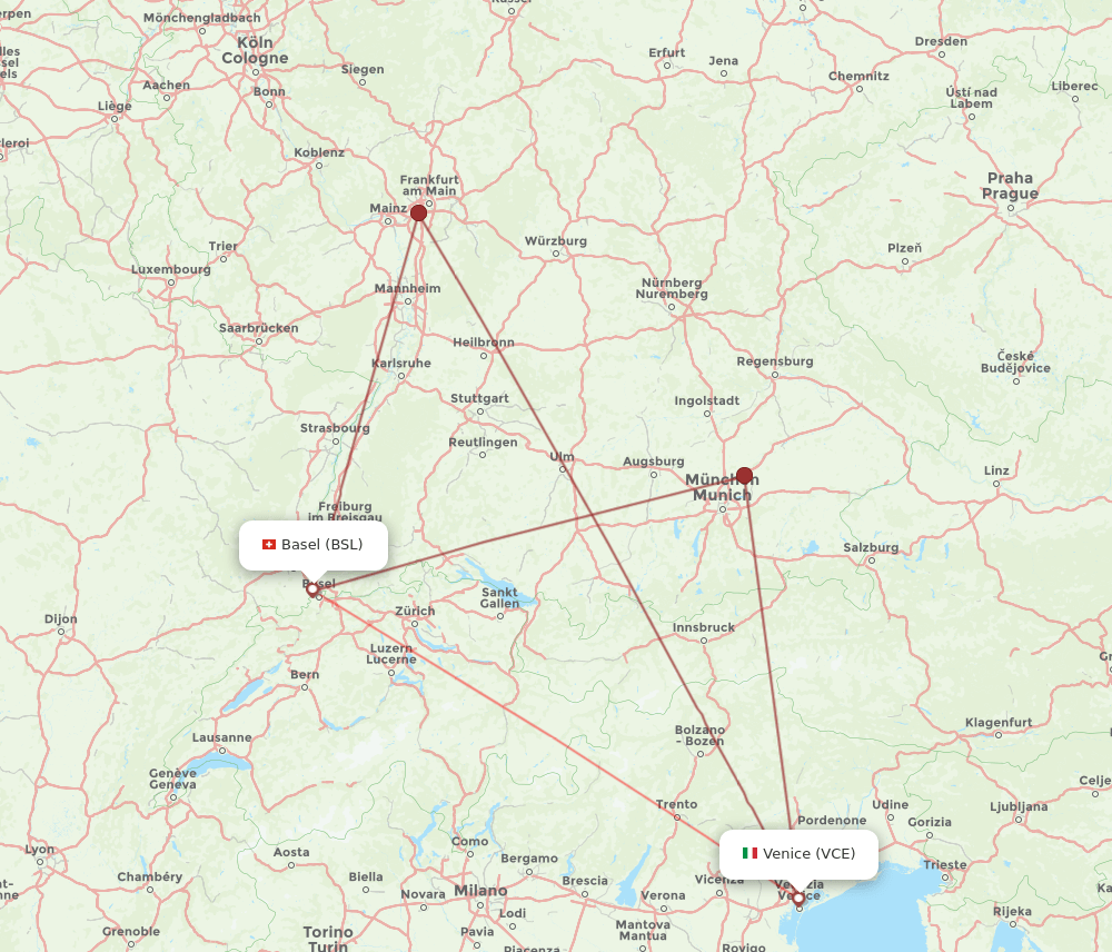 BSL-VCE flight routes