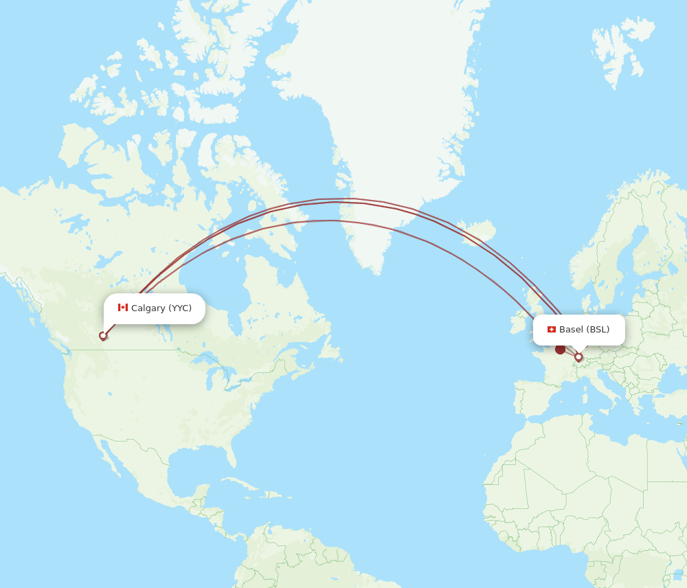 YYC to BSL flights and routes map