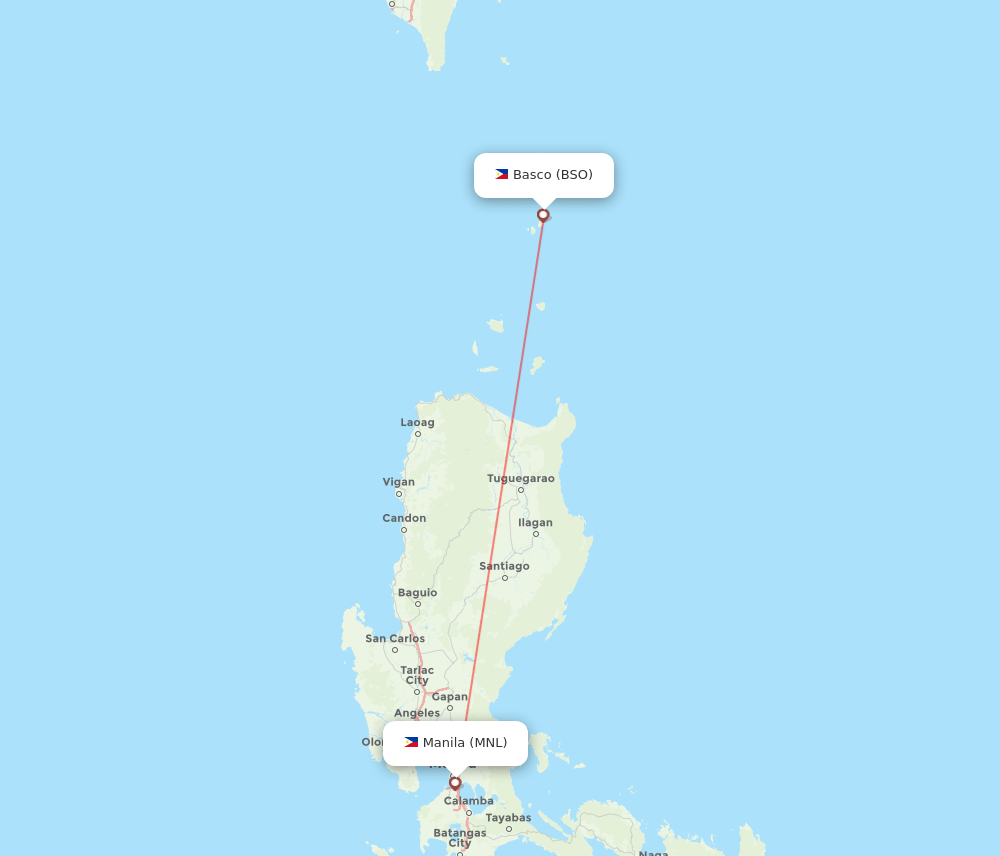 Basco - Manila route map and flight paths