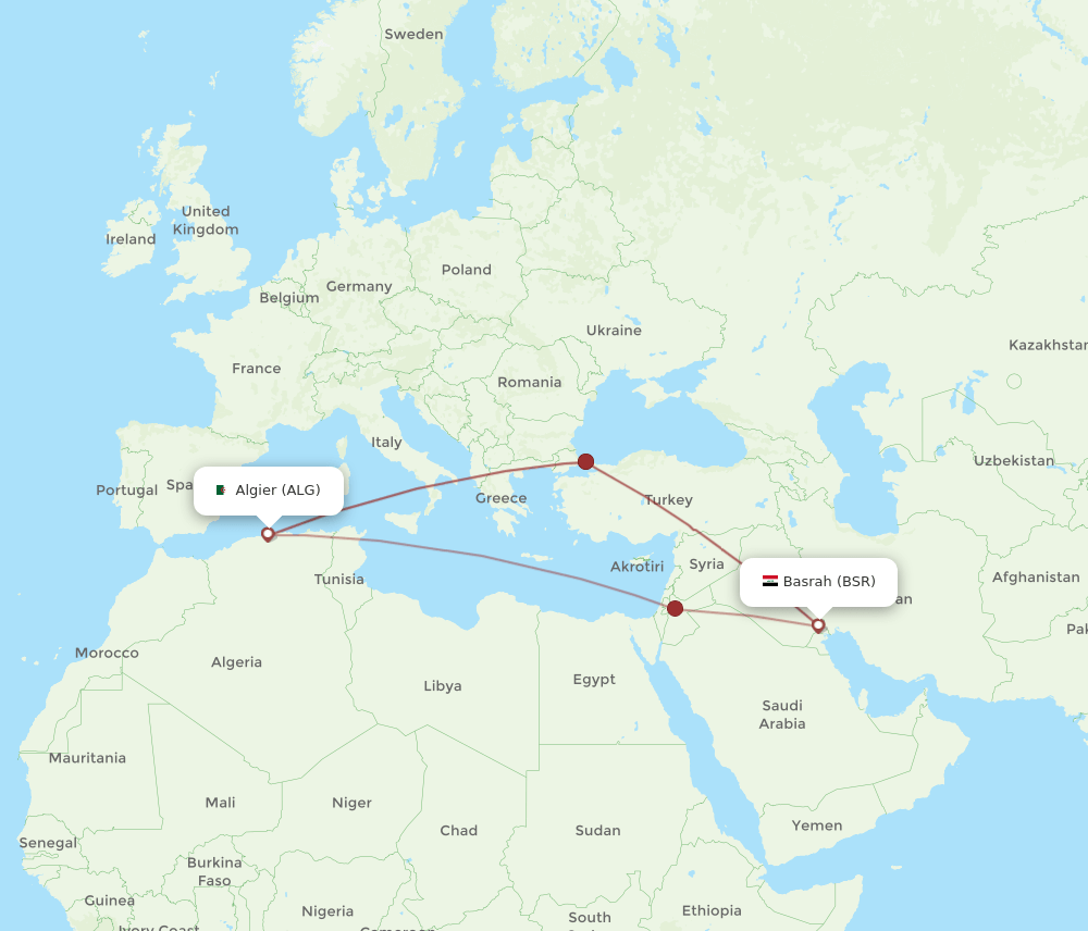 BSR-ALG flight routes