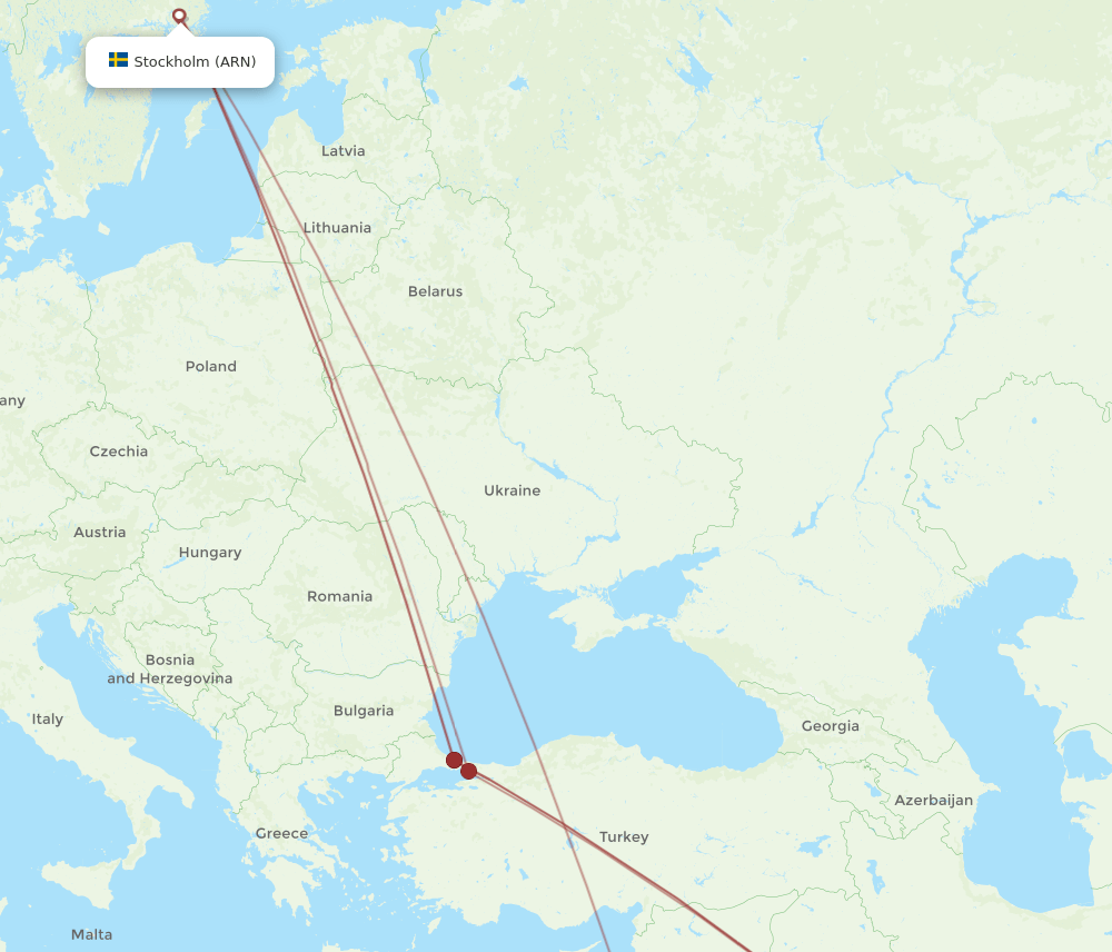 BSR to ARN flights and routes map