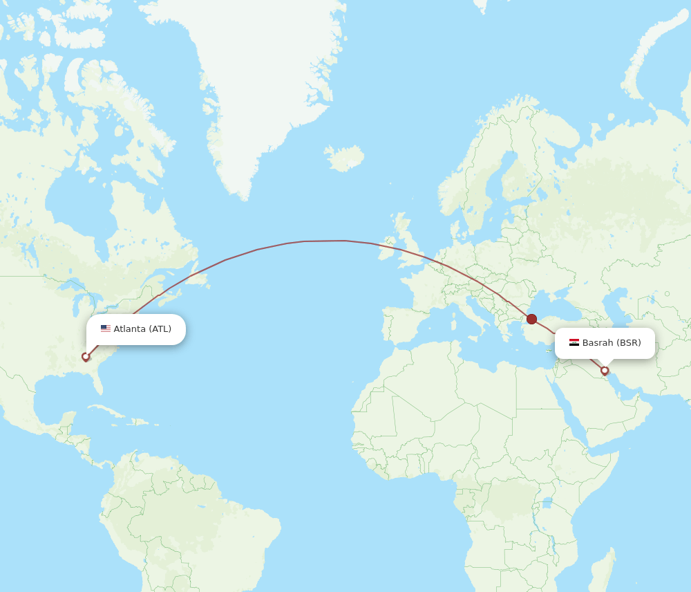 BSR to ATL flights and routes map
