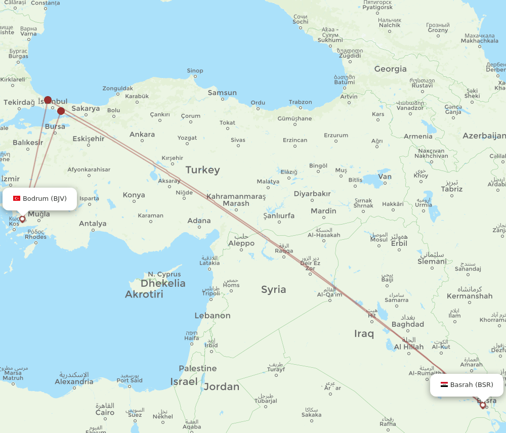 BSR-BJV flight routes