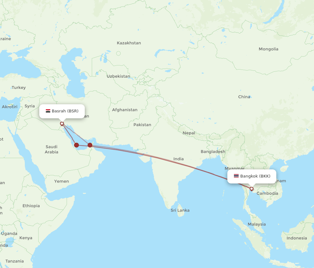 BSR-BKK flight routes