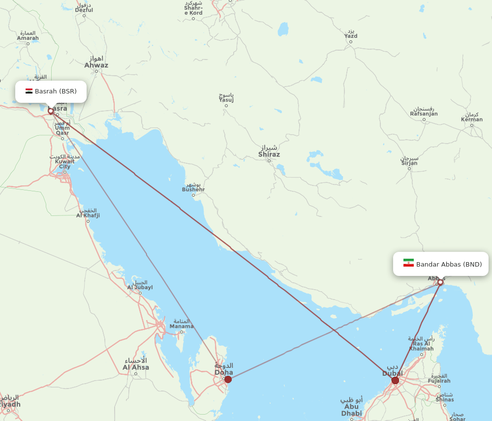 BSR-BND flight routes