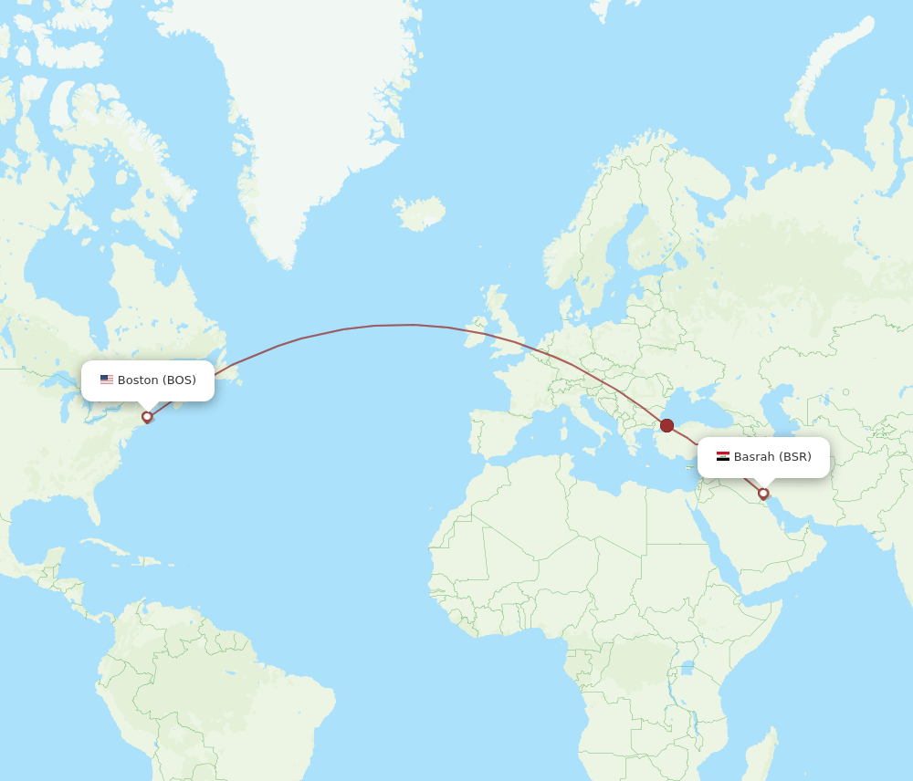 BSR-BOS flight routes