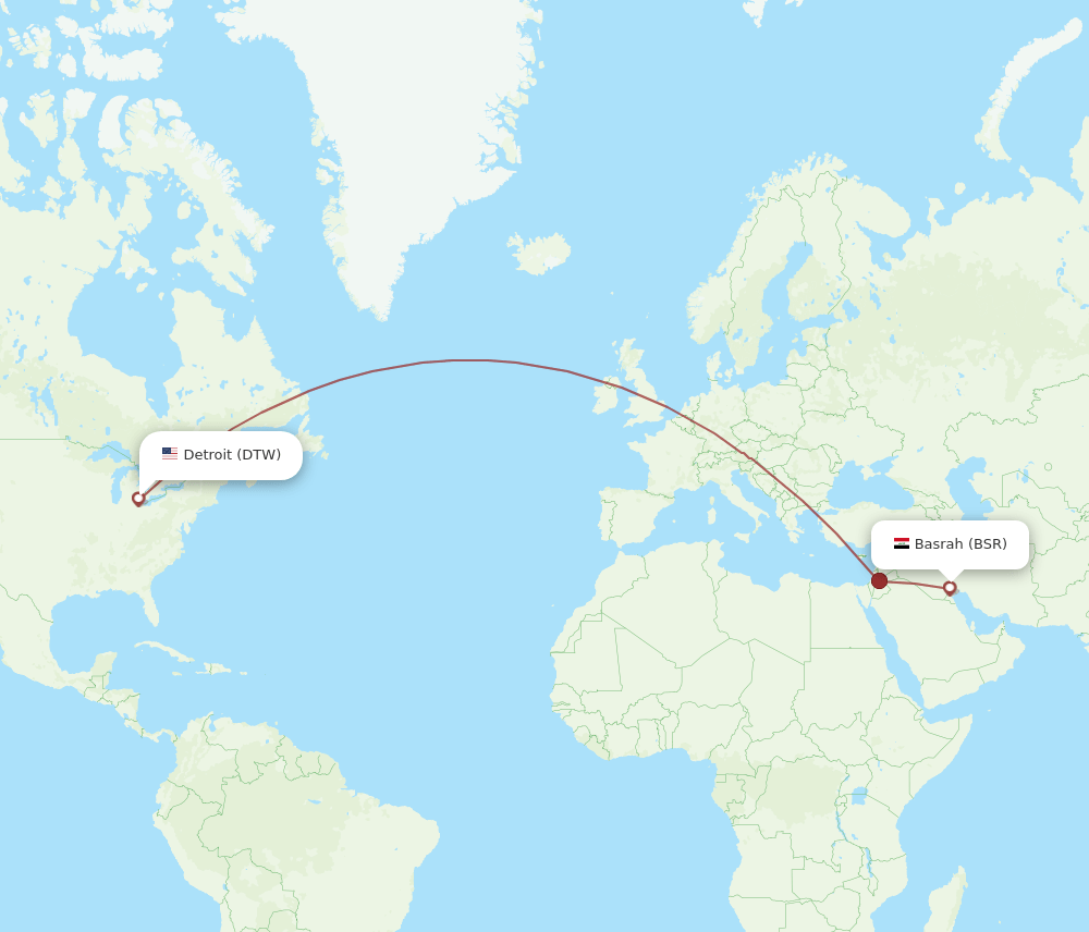 BSR-DTW flight routes