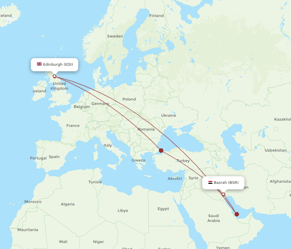 BSR-EDI flight routes