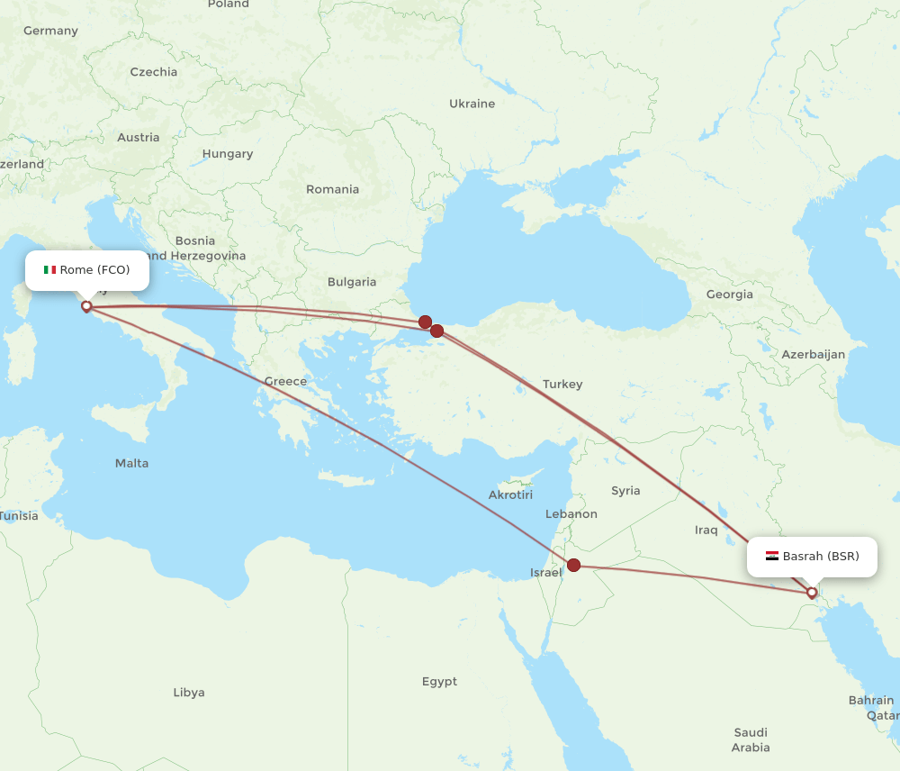 BSR-FCO flight routes