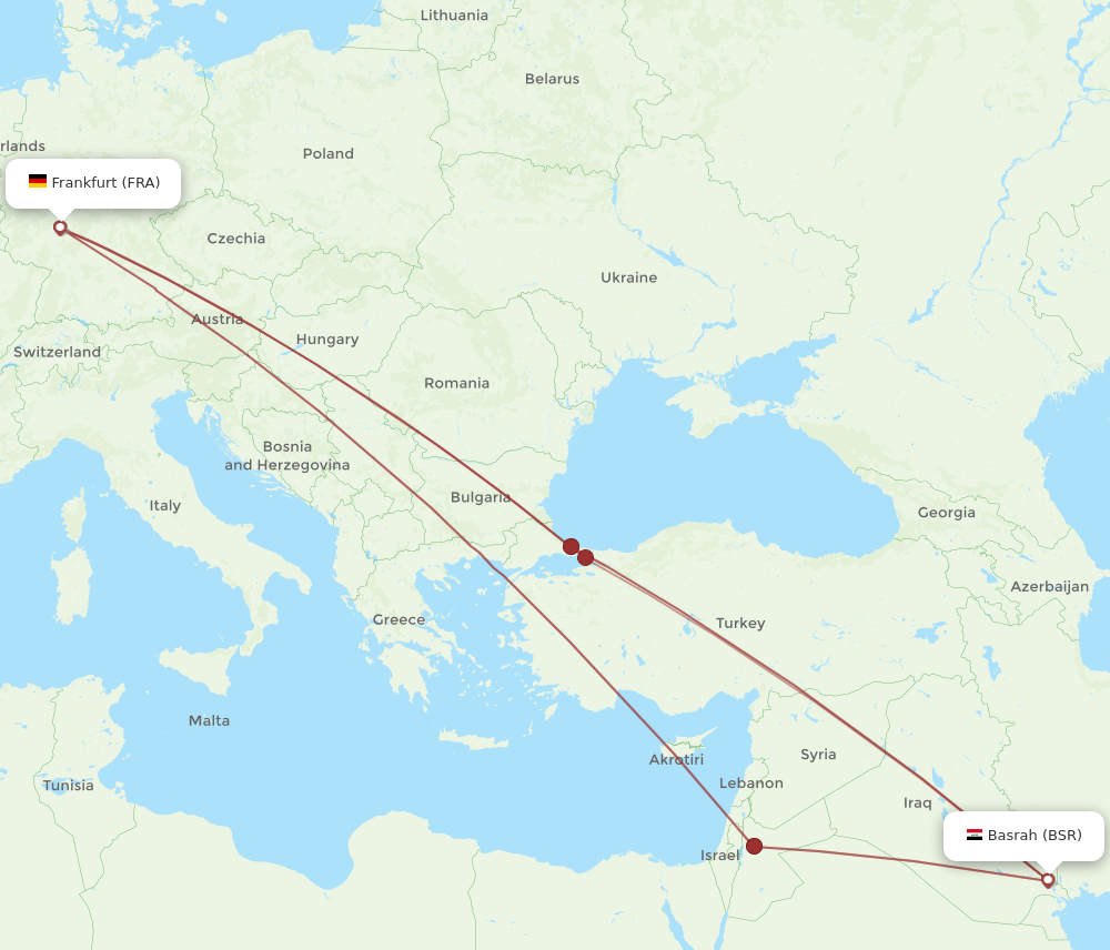 BSR-FRA flight routes