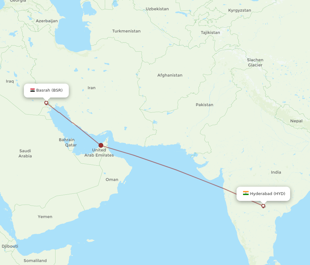 BSR-HYD flight routes