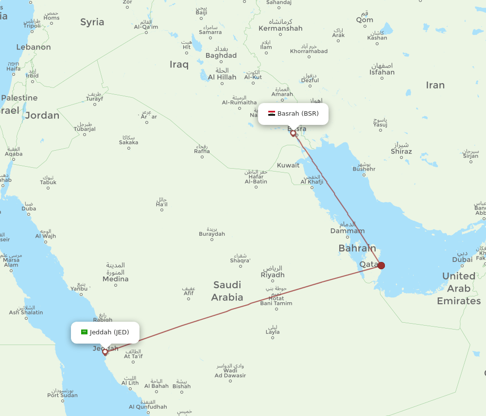 BSR-JED flight routes