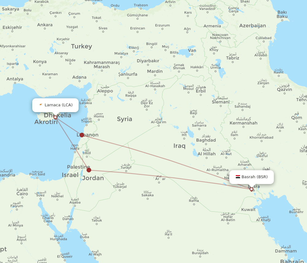 BSR-LCA flight routes