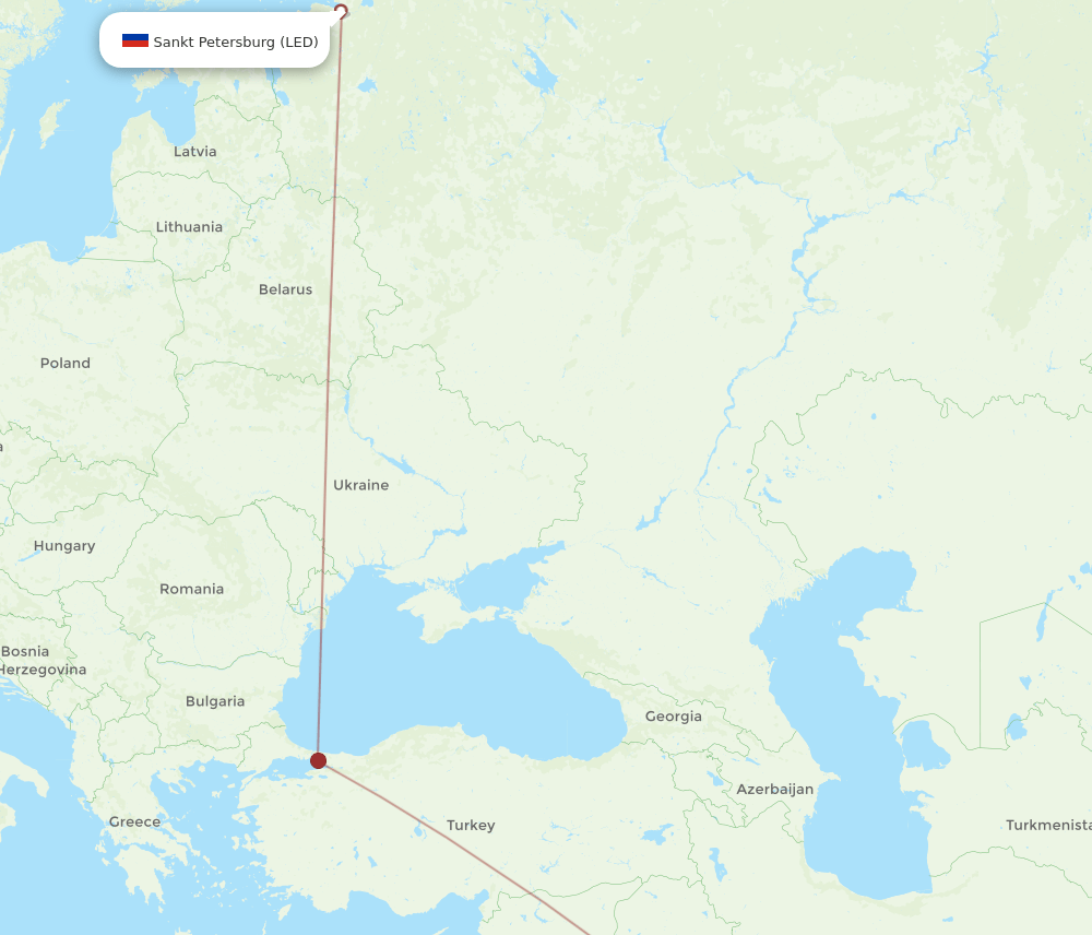 BSR to LED flights and routes map