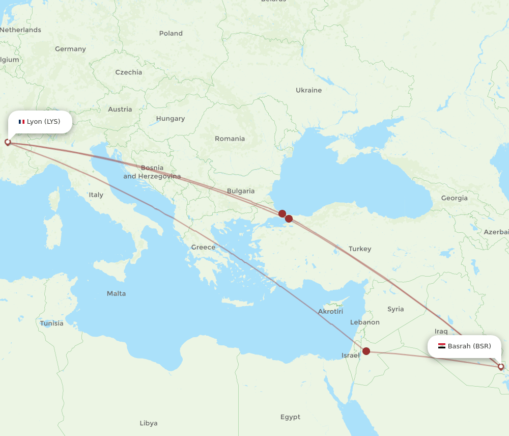 BSR-LYS flight routes
