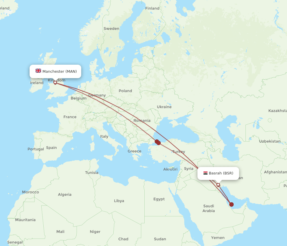 BSR-MAN flight routes