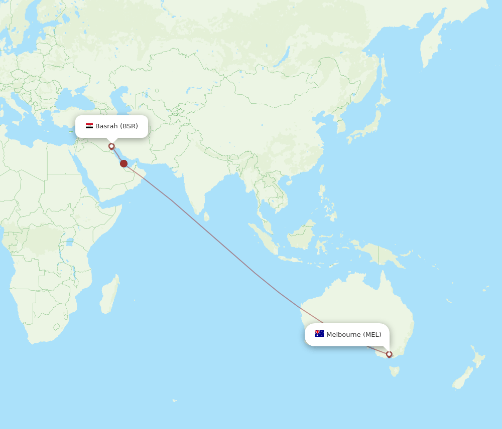 BSR-MEL flight routes